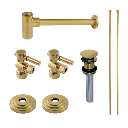 Kingston Brass Plumbing Sink Trim Kit with Bottle Trap and Drain No Overflow, Brushed Brass CC53307DLTRMK1